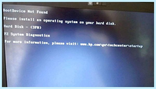 Boot device not found hp