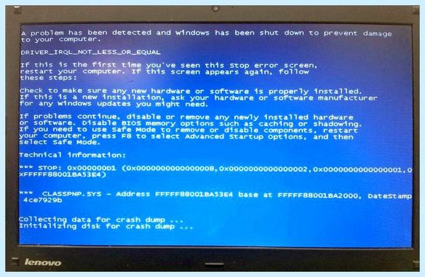 Collecting data for crash dump windows 7