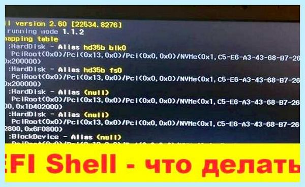 Efi shell version что делать