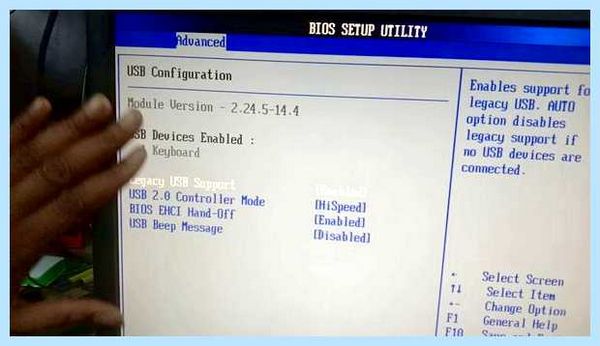 Entering setup bios