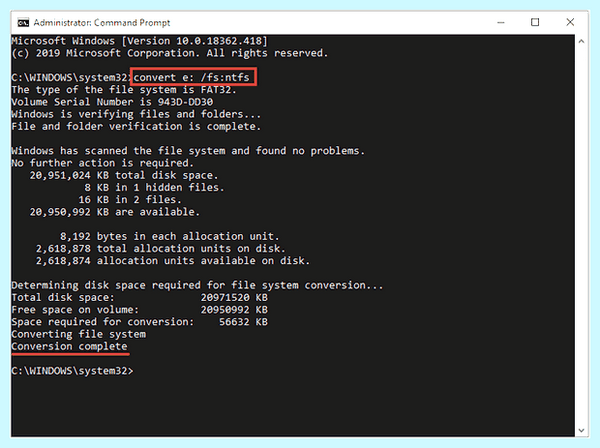 Fat to ntfs