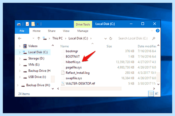 Hiberfil sys удалить windows
