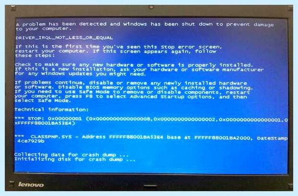 Initializing disk for crash dump