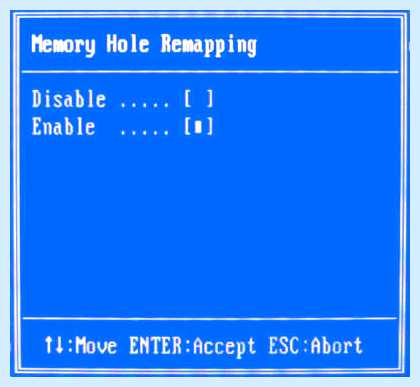 Memory hole remapping