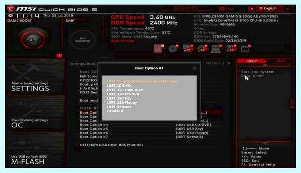 Msi boot menu