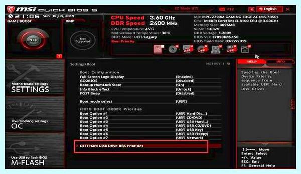 Msi выбор загрузки