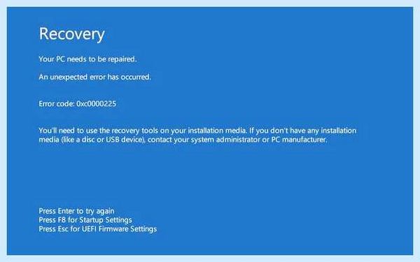 Recovery your pc needs to be repaired