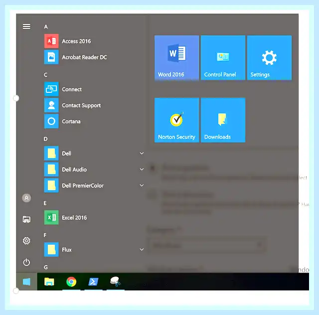 Start menu programs