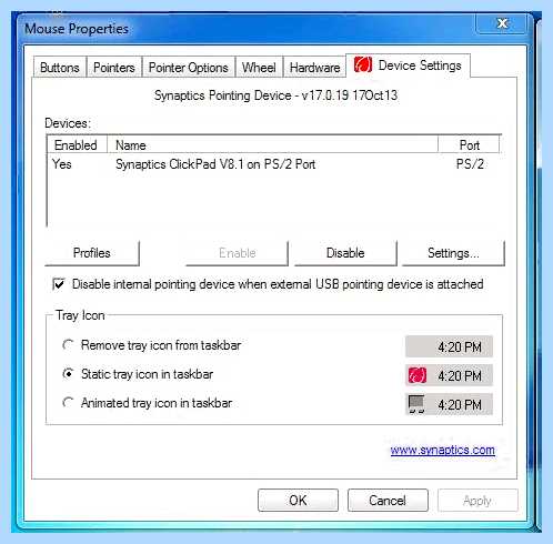 Synaptics touchpad driver что это