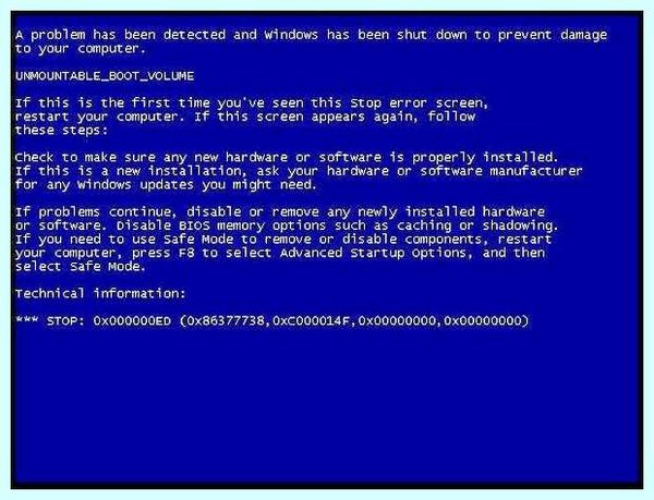 Unmountable boot volume как исправить