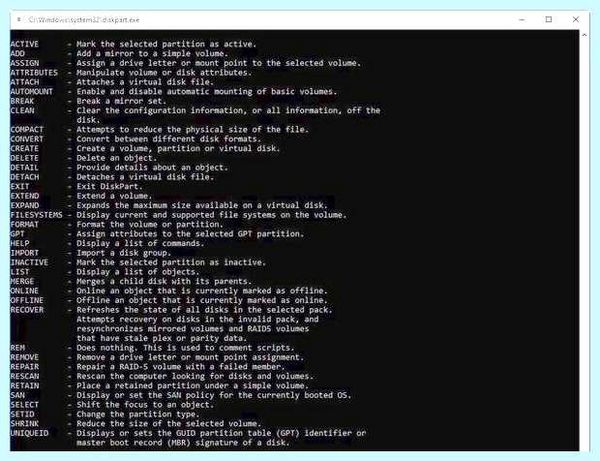 Windows 10 diskpart