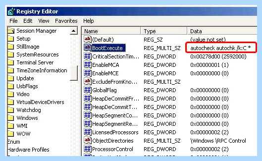 Windows xp отключить проверку диска при загрузке